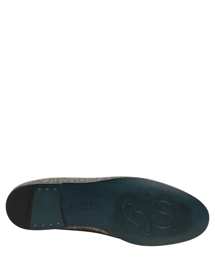 Dolce &amp; Gabbana Gray Lurex Glitter Men Dress Loafers Shoes
