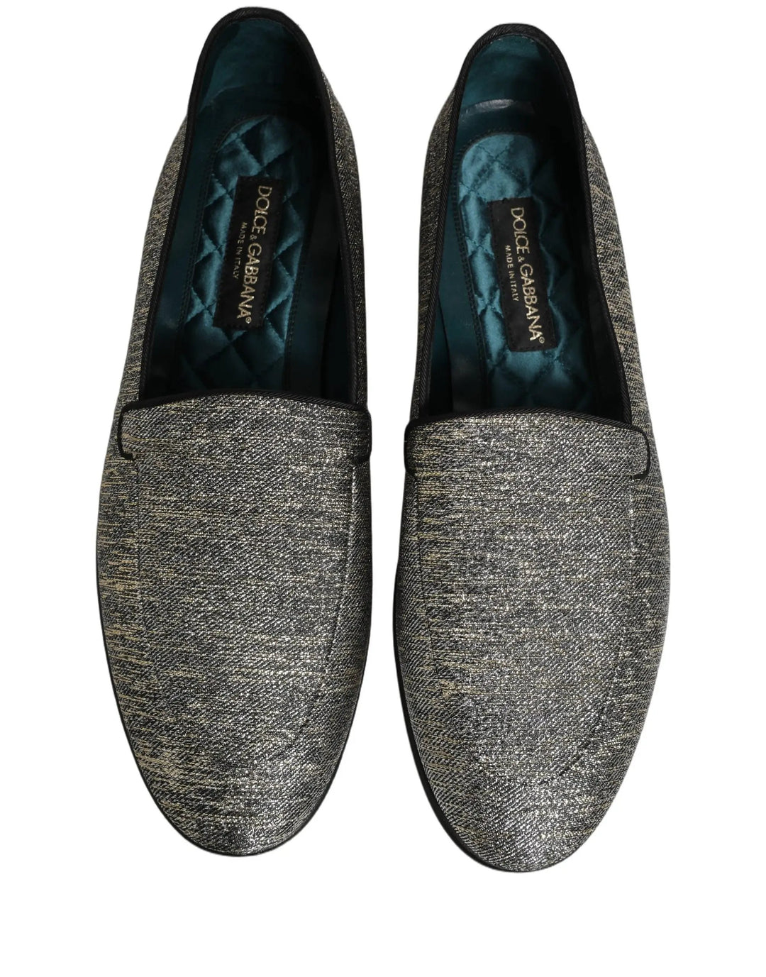 Dolce &amp; Gabbana Gray Lurex Glitter Men Dress Loafers Shoes