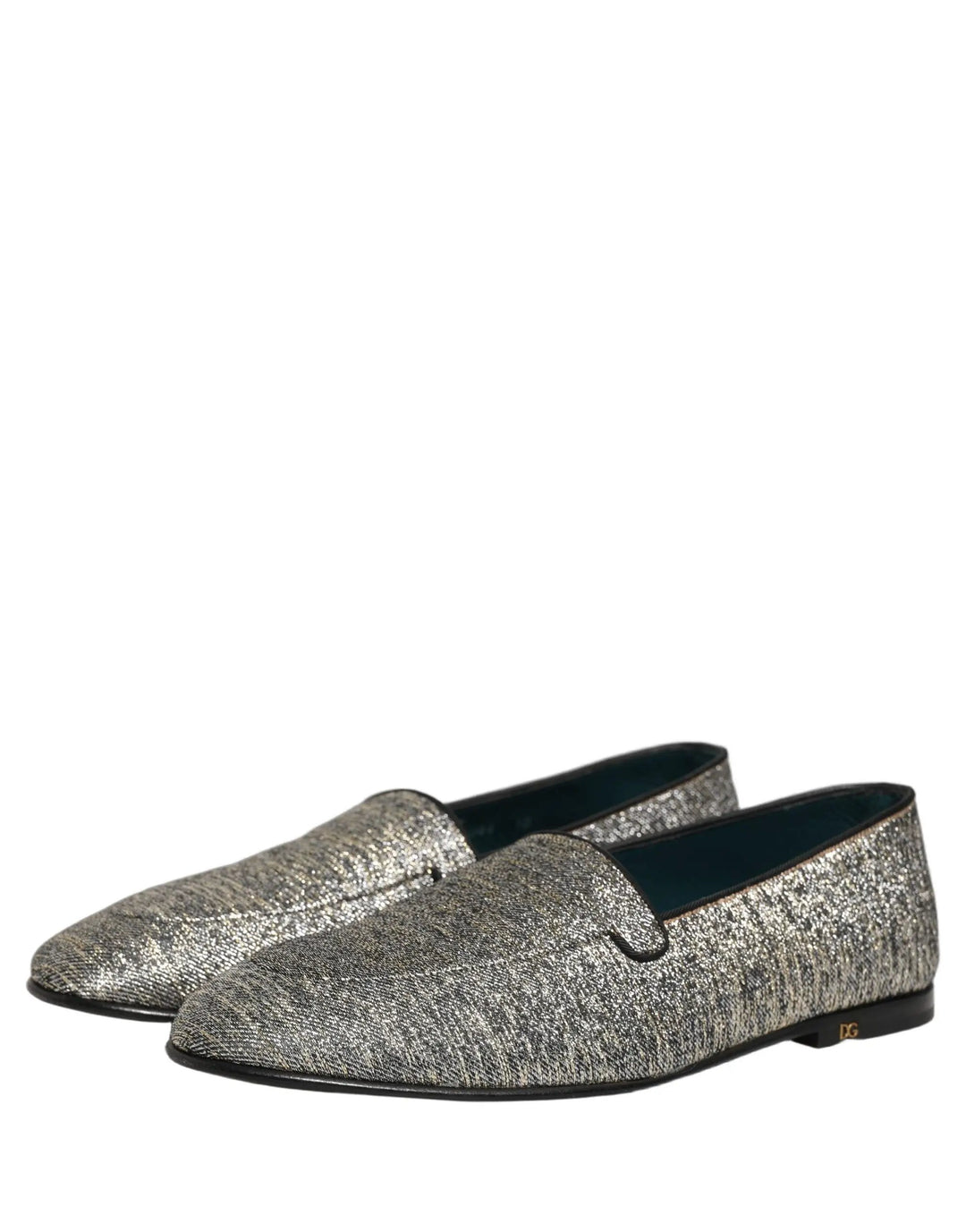Dolce &amp; Gabbana Gray Lurex Glitter Men Dress Loafers Shoes