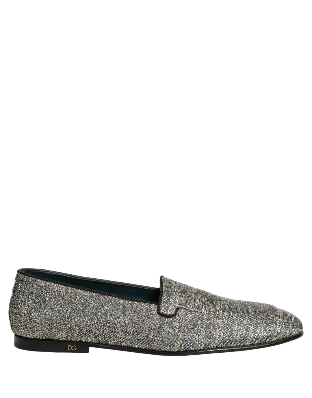 Dolce &amp; Gabbana Gray Lurex Glitter Men Dress Loafers Shoes