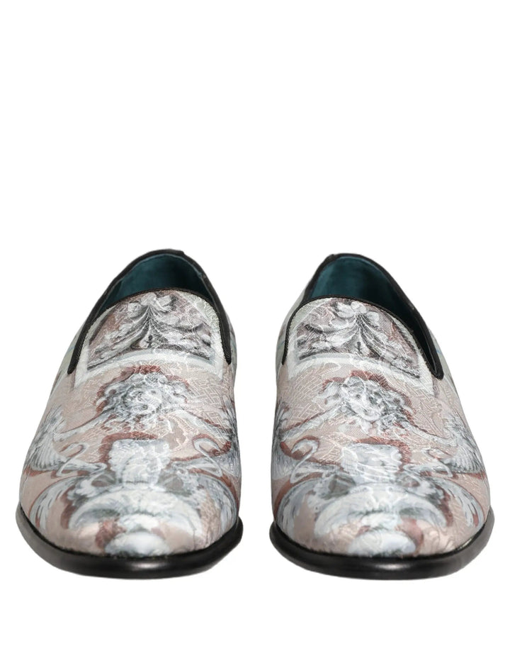 Dolce &amp; Gabbana Multicolor Velvet Baroque Dress Loafers Shoes