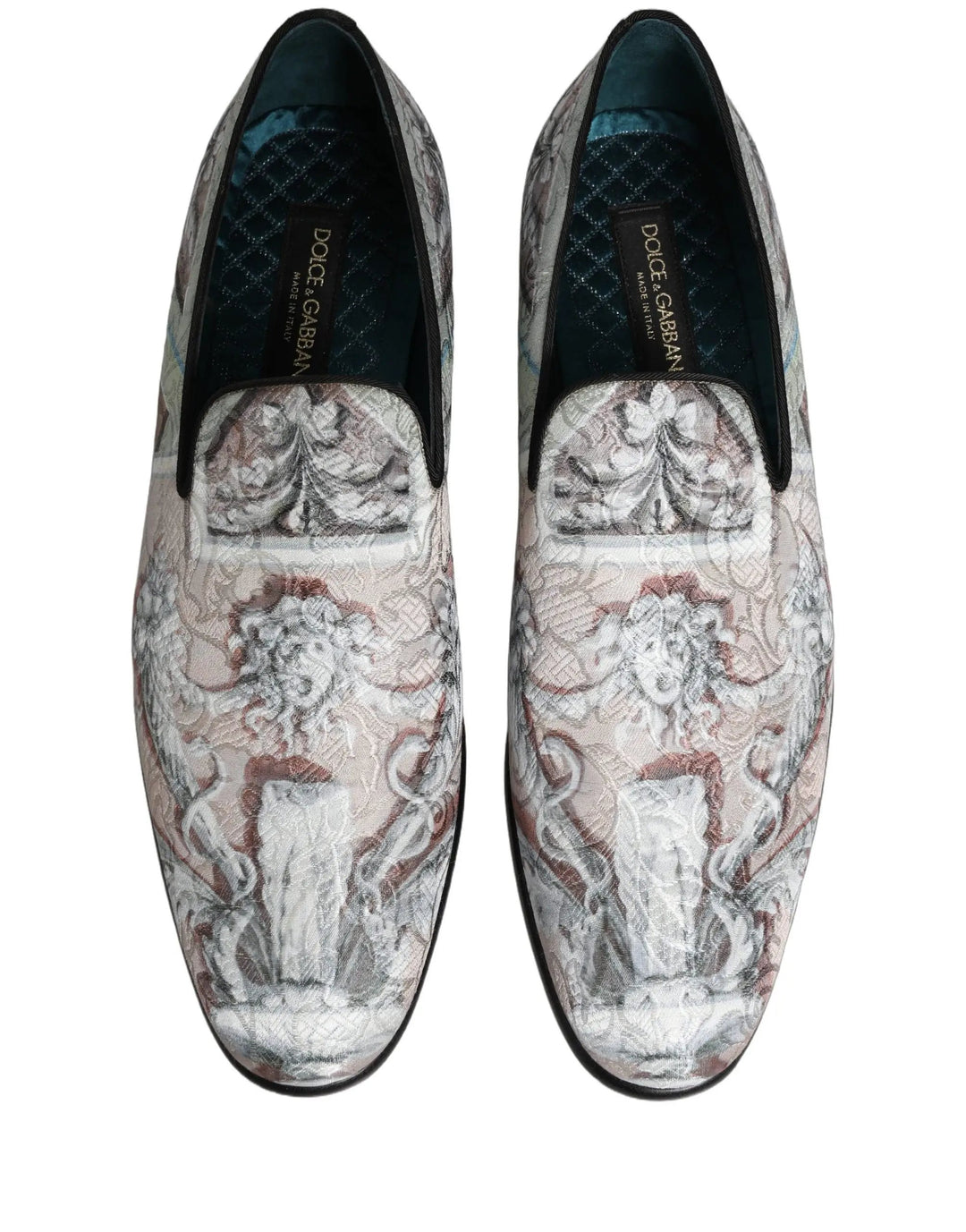 Dolce &amp; Gabbana Multicolor Velvet Baroque Dress Loafers Shoes