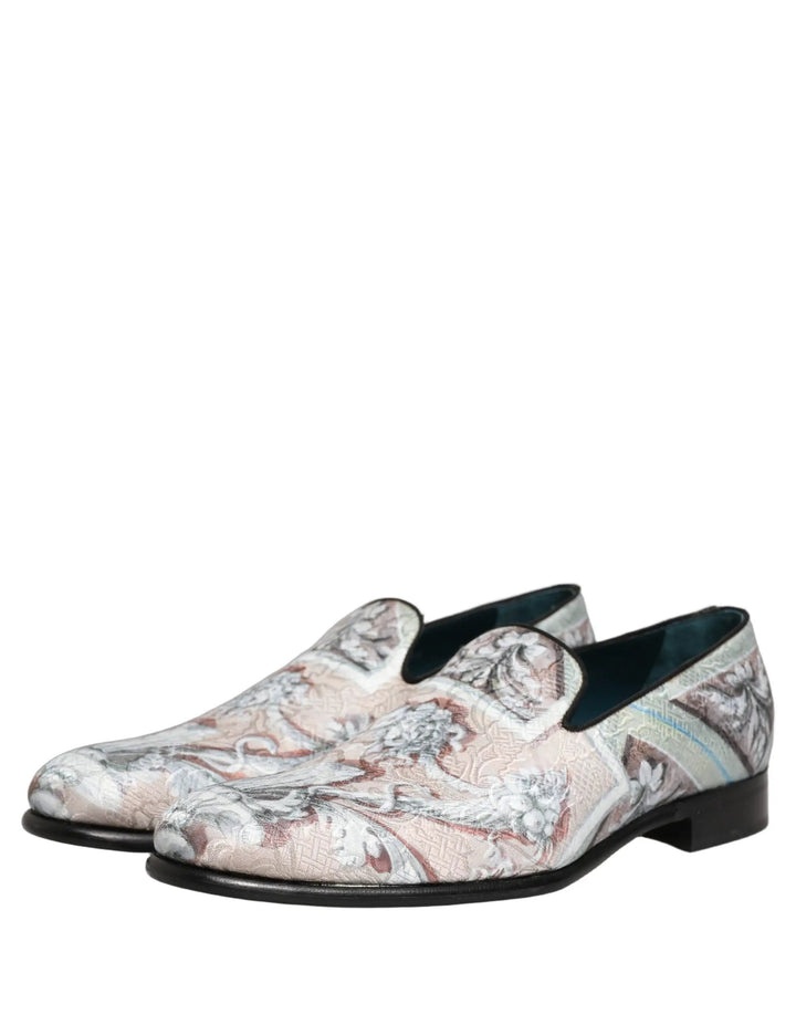 Dolce &amp; Gabbana Multicolor Velvet Baroque Dress Loafers Shoes