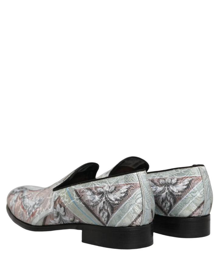 Dolce &amp; Gabbana Multicolor Velvet Baroque Dress Loafers Shoes