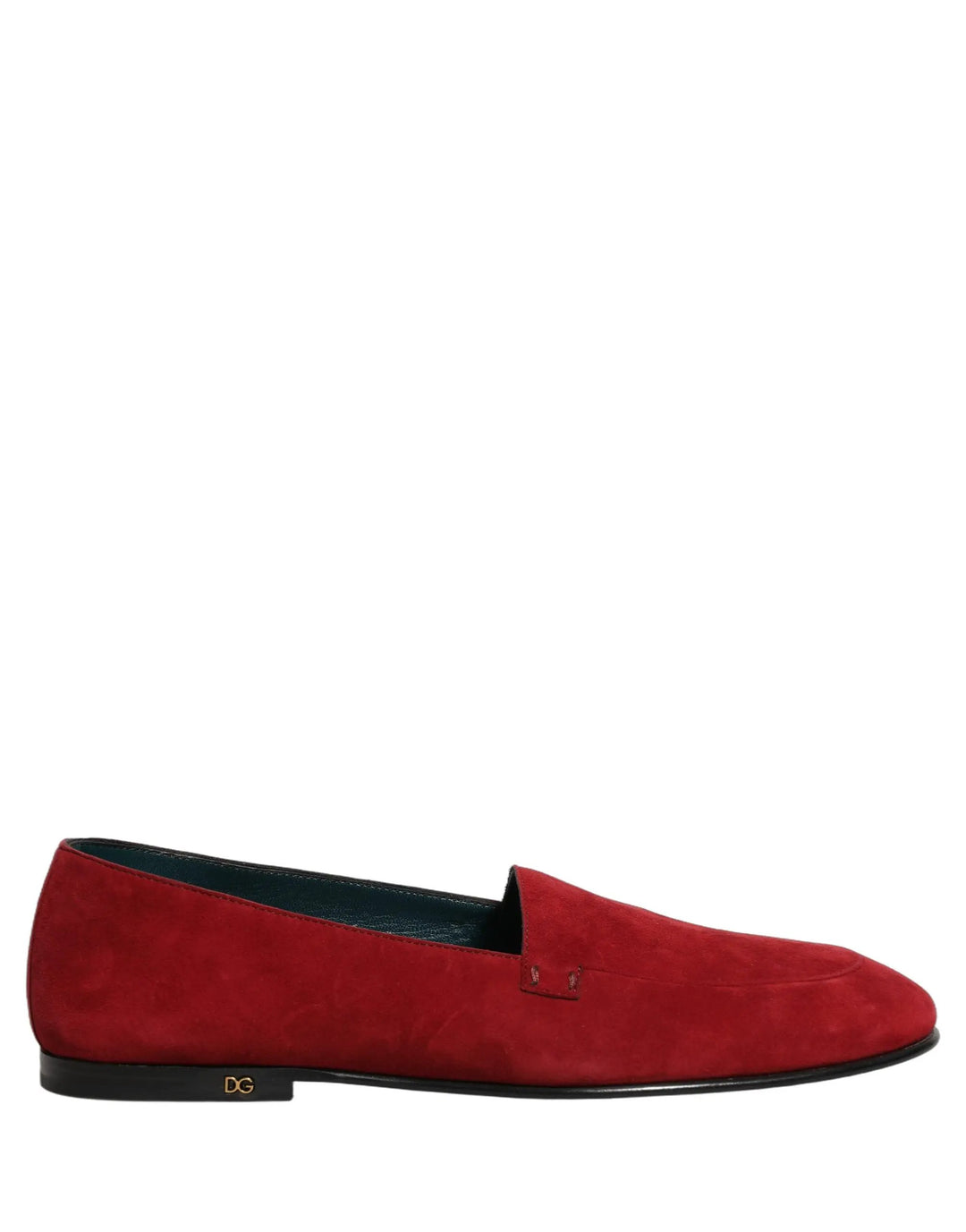 Dolce &amp; Gabbana Red Suede Logo Slip On Flats Loafers Shoes