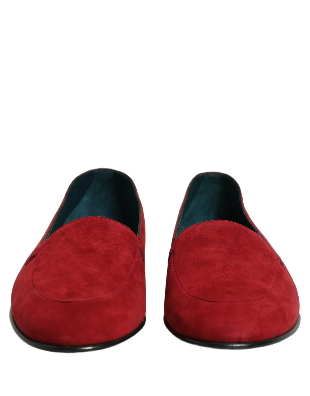 Dolce &amp; Gabbana Red Suede Logo Slip On Flats Loafers Shoes