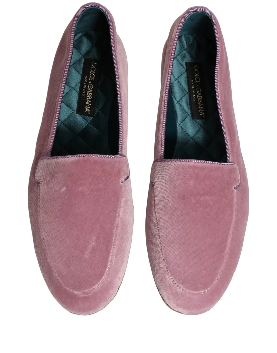 Dolce &amp; Gabbana Pink Velvet Slip On Men Flats Loafers Shoes