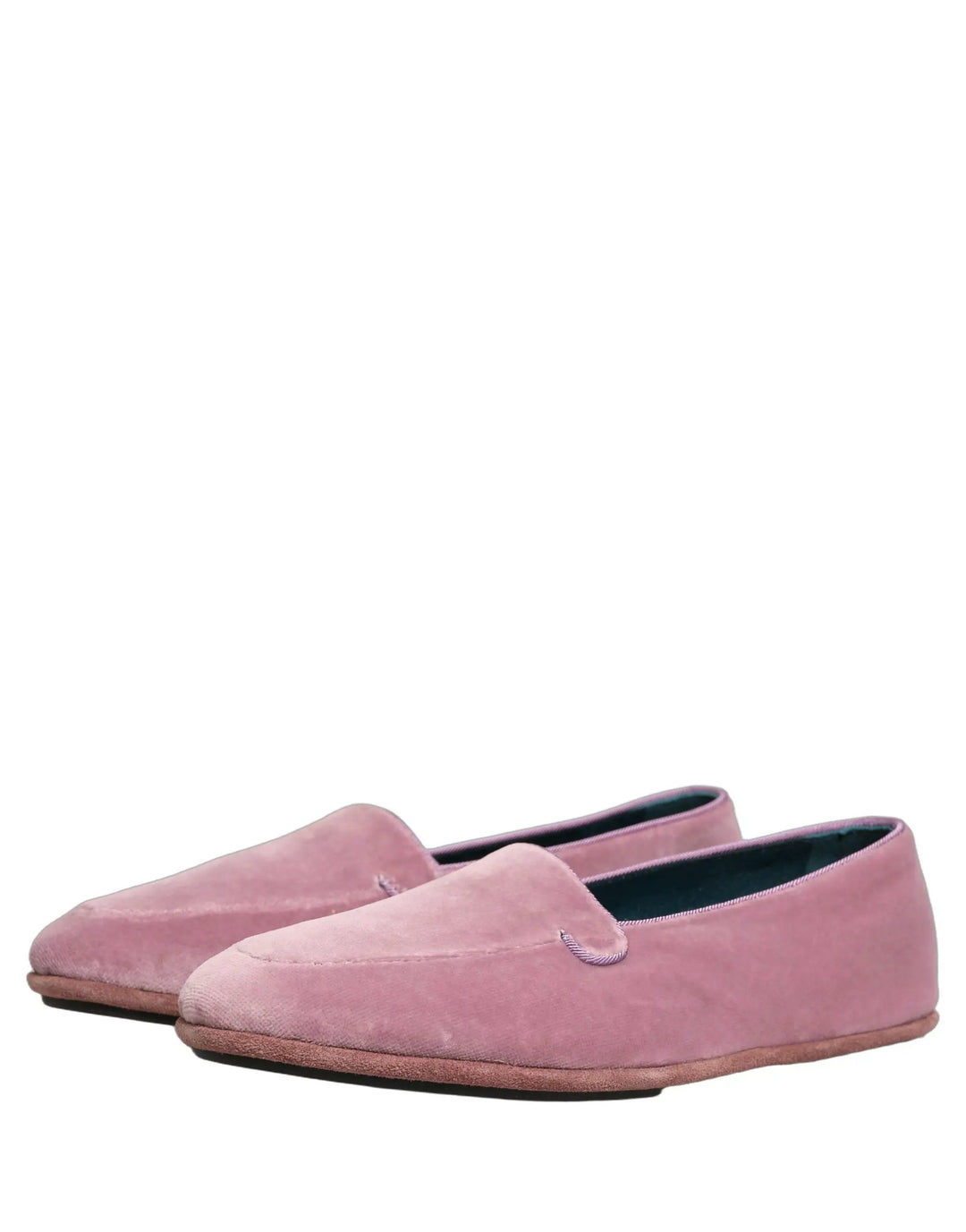 Dolce &amp; Gabbana Pink Velvet Slip On Men Flats Loafers Shoes