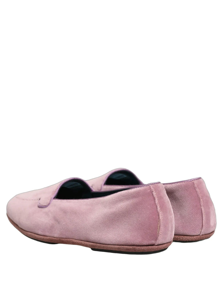 Dolce &amp; Gabbana Pink Velvet Slip On Men Flats Loafers Shoes
