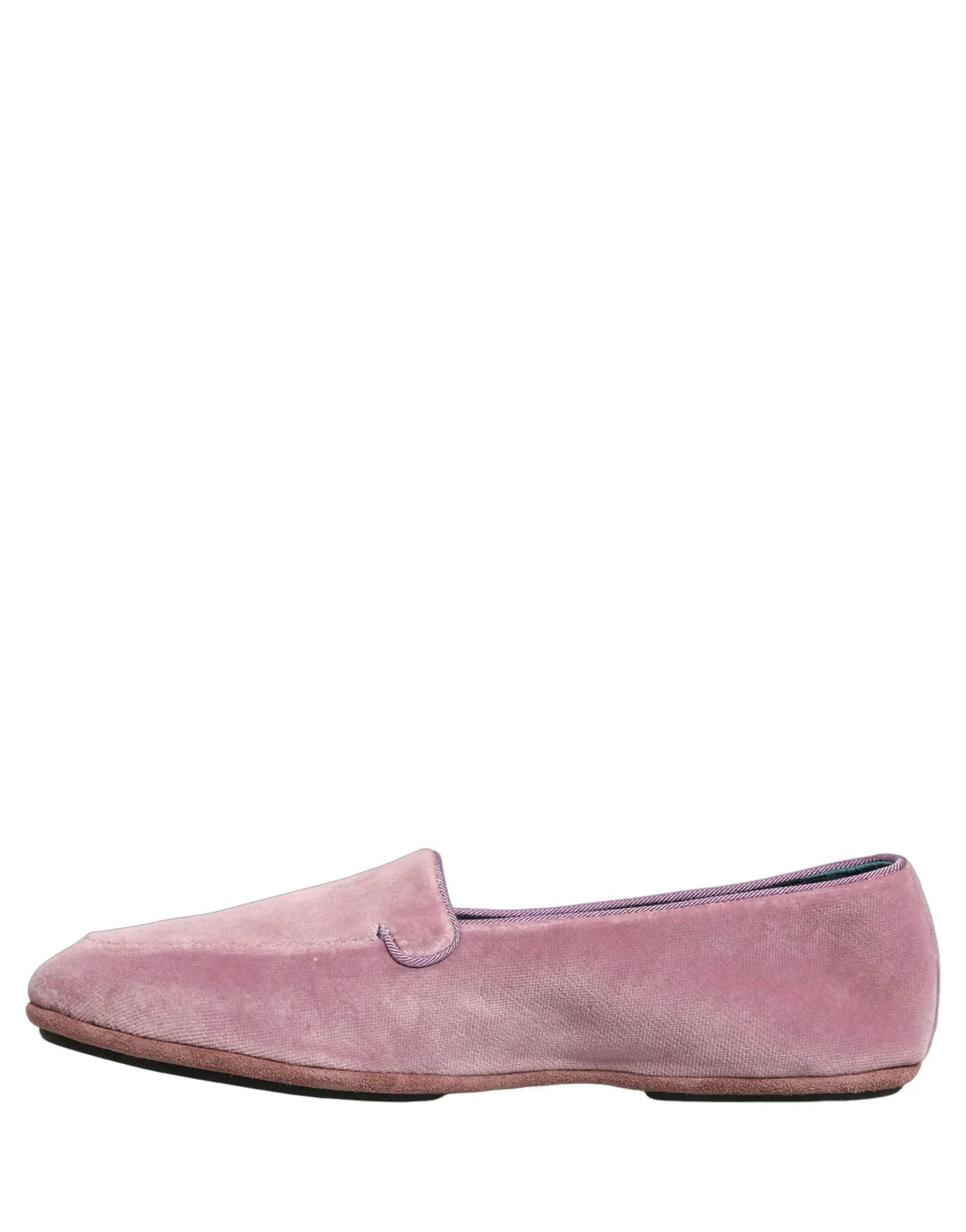 Dolce &amp; Gabbana Pink Velvet Slip On Men Flats Loafers Shoes