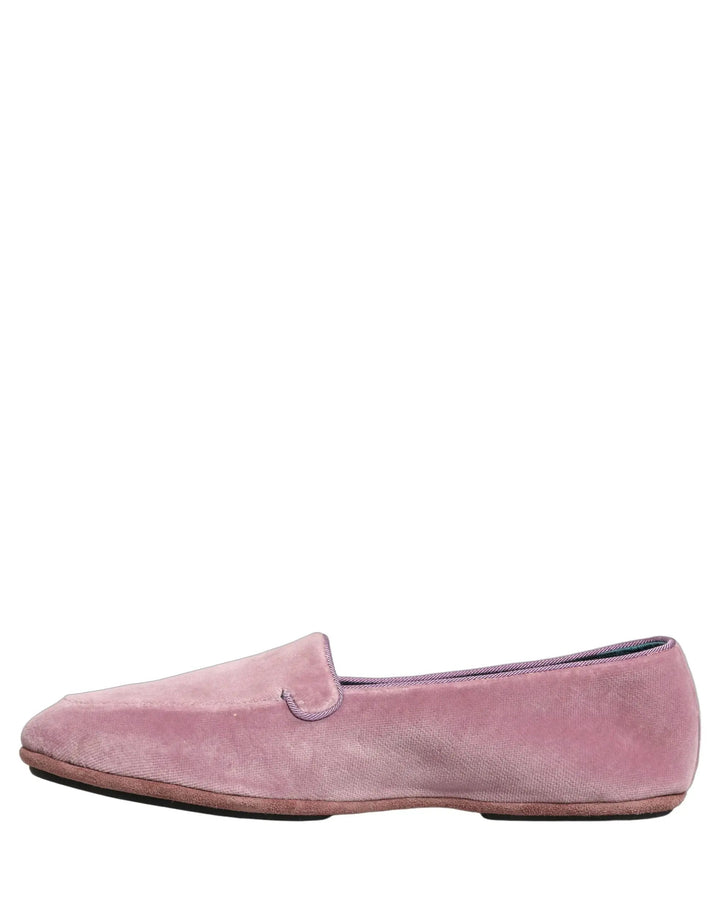 Dolce &amp; Gabbana Pink Velvet Slip On Men Flats Loafers Shoes