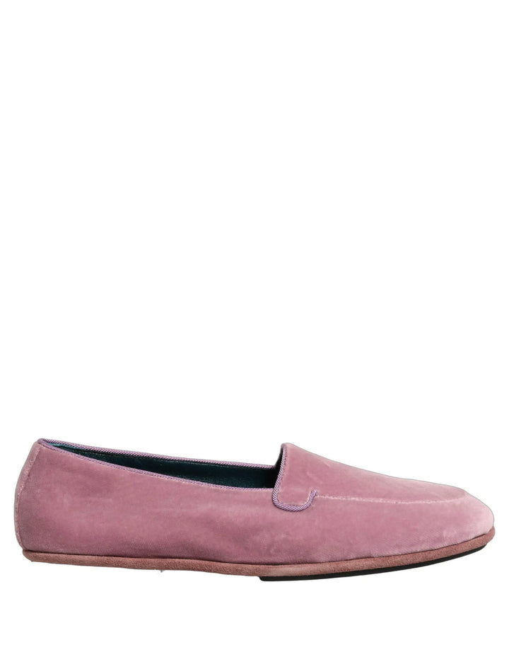 Dolce &amp; Gabbana Pink Velvet Slip On Men Flats Loafers Shoes