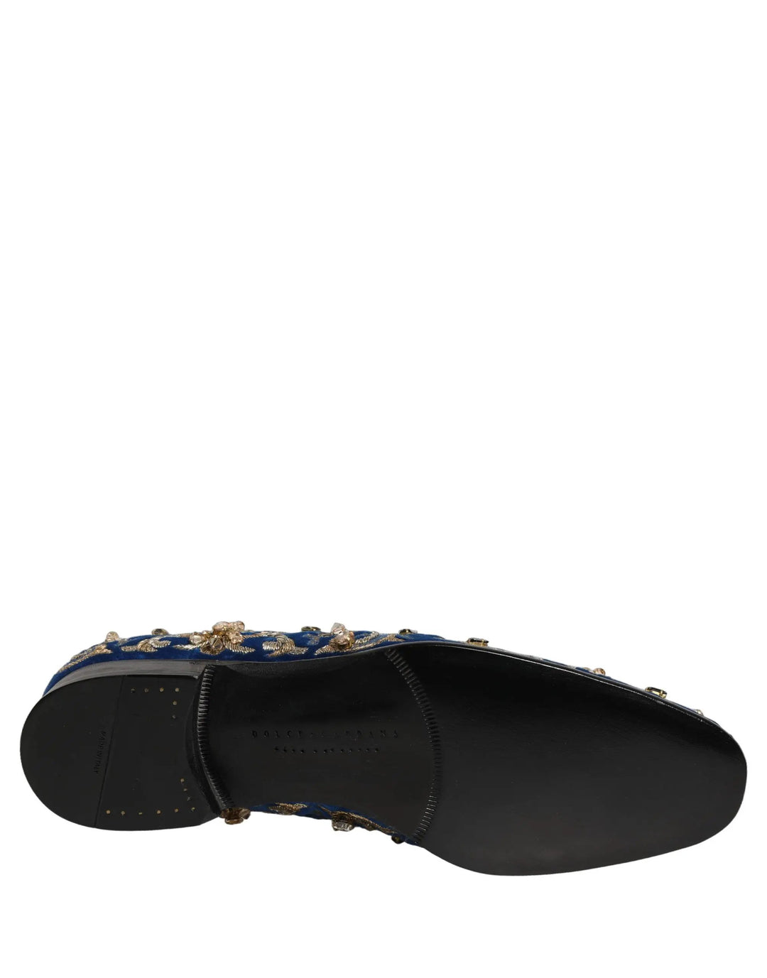 Dolce &amp; Gabbana Sample Sale | Dolce &amp; Gabbana Blue Velvet Embellished Dress Loafers Shoes - | Designer outlet