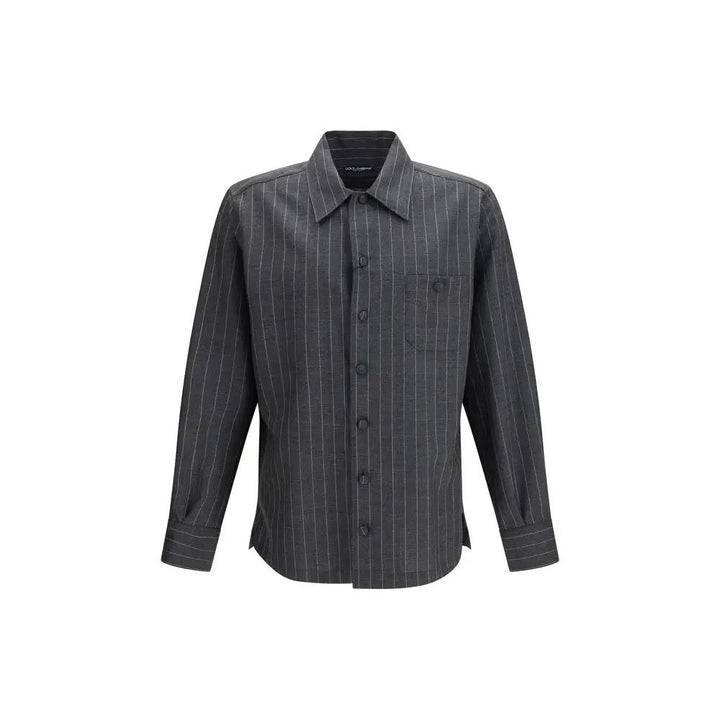 Dolce &amp; Gabbana Gray Wool Oves Aries Dress Shirt