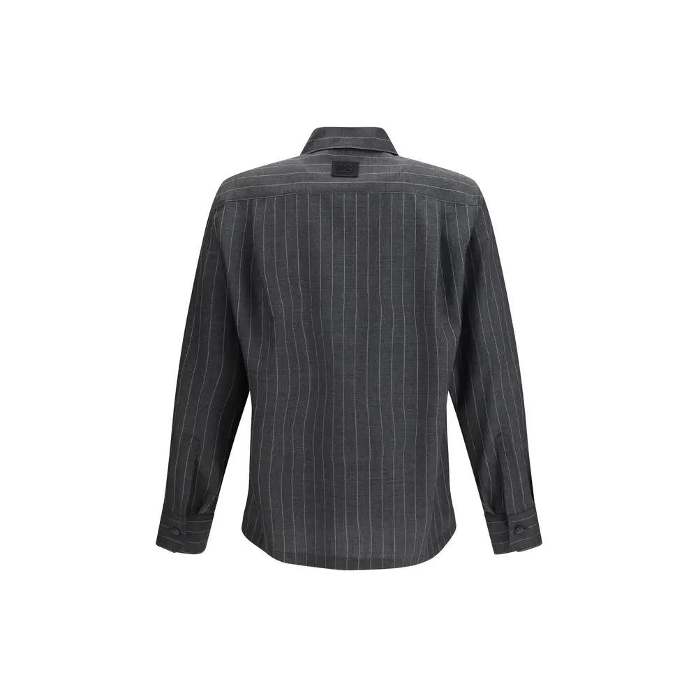 Dolce &amp; Gabbana Gray Wool Oves Aries Dress Shirt