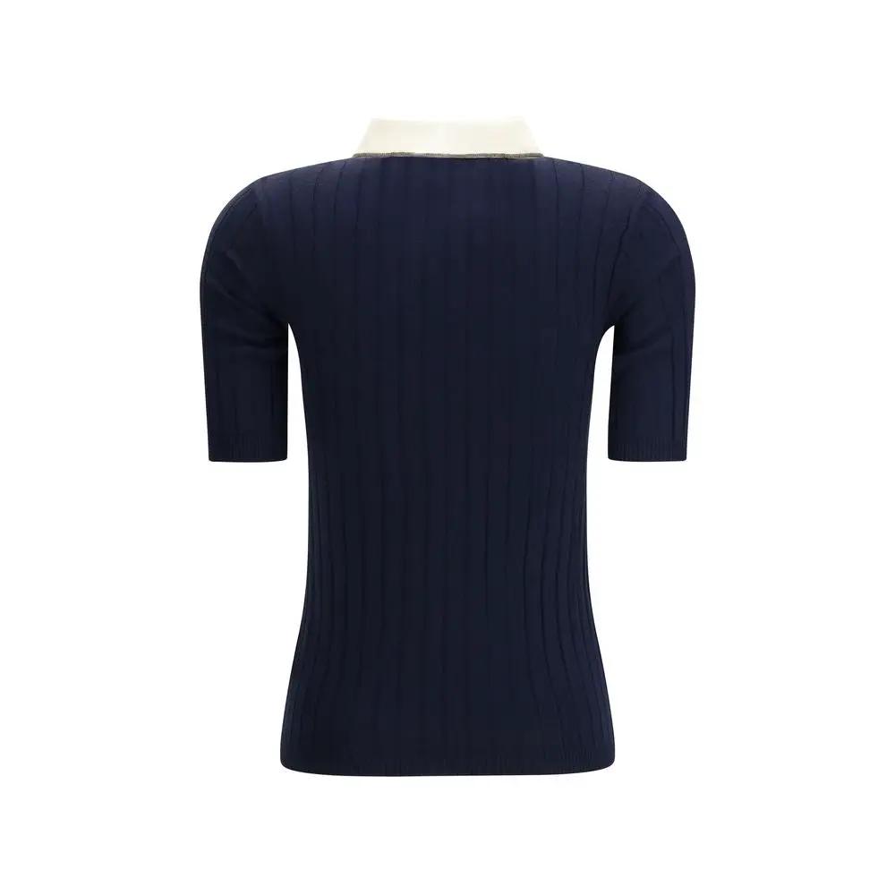 Brunello Cucinelli Blue Wool Oves Aries Polo Shirt
