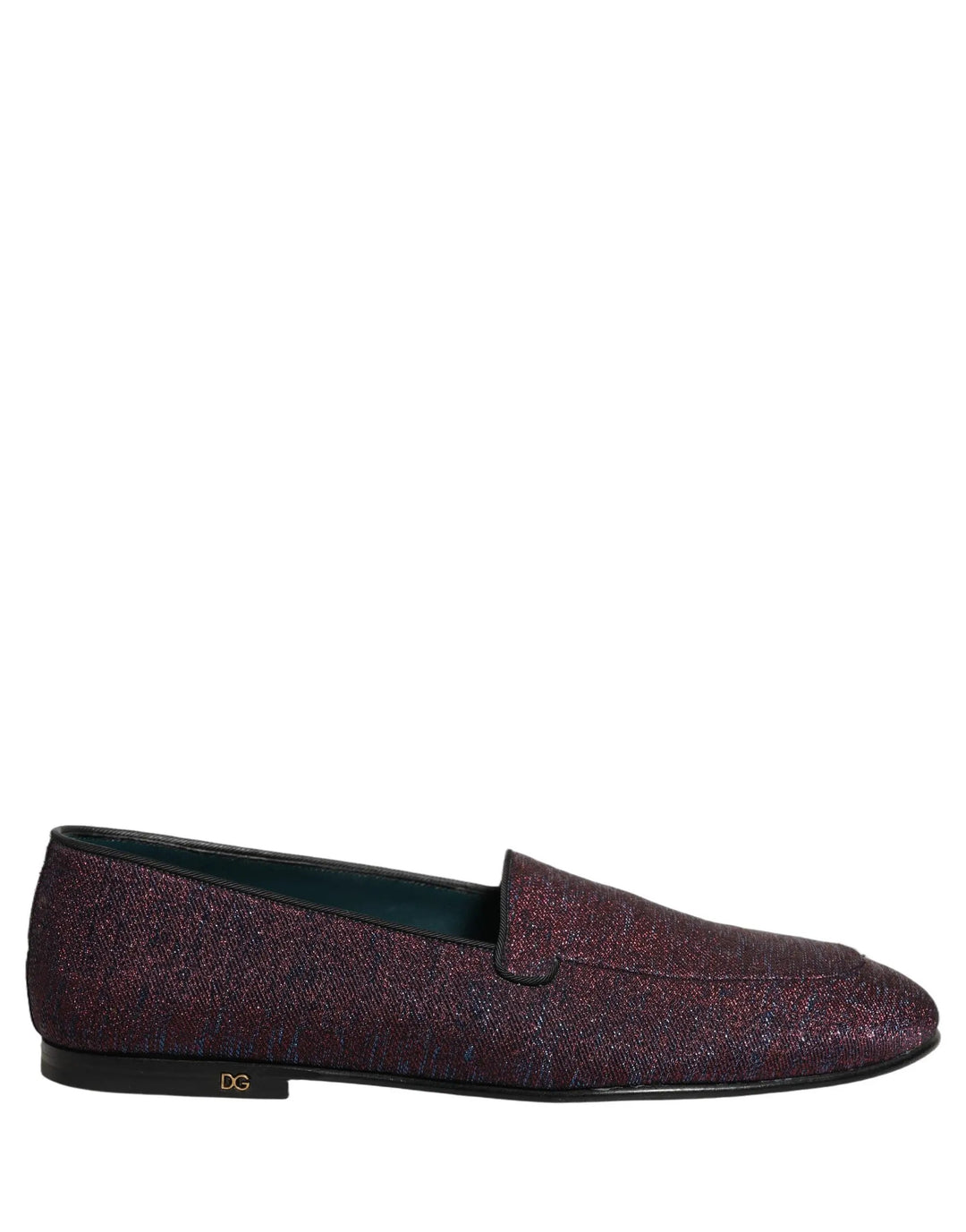 Dolce &amp; Gabbana Maroon Glitter Lurex Logo Dress Loafers Shoes