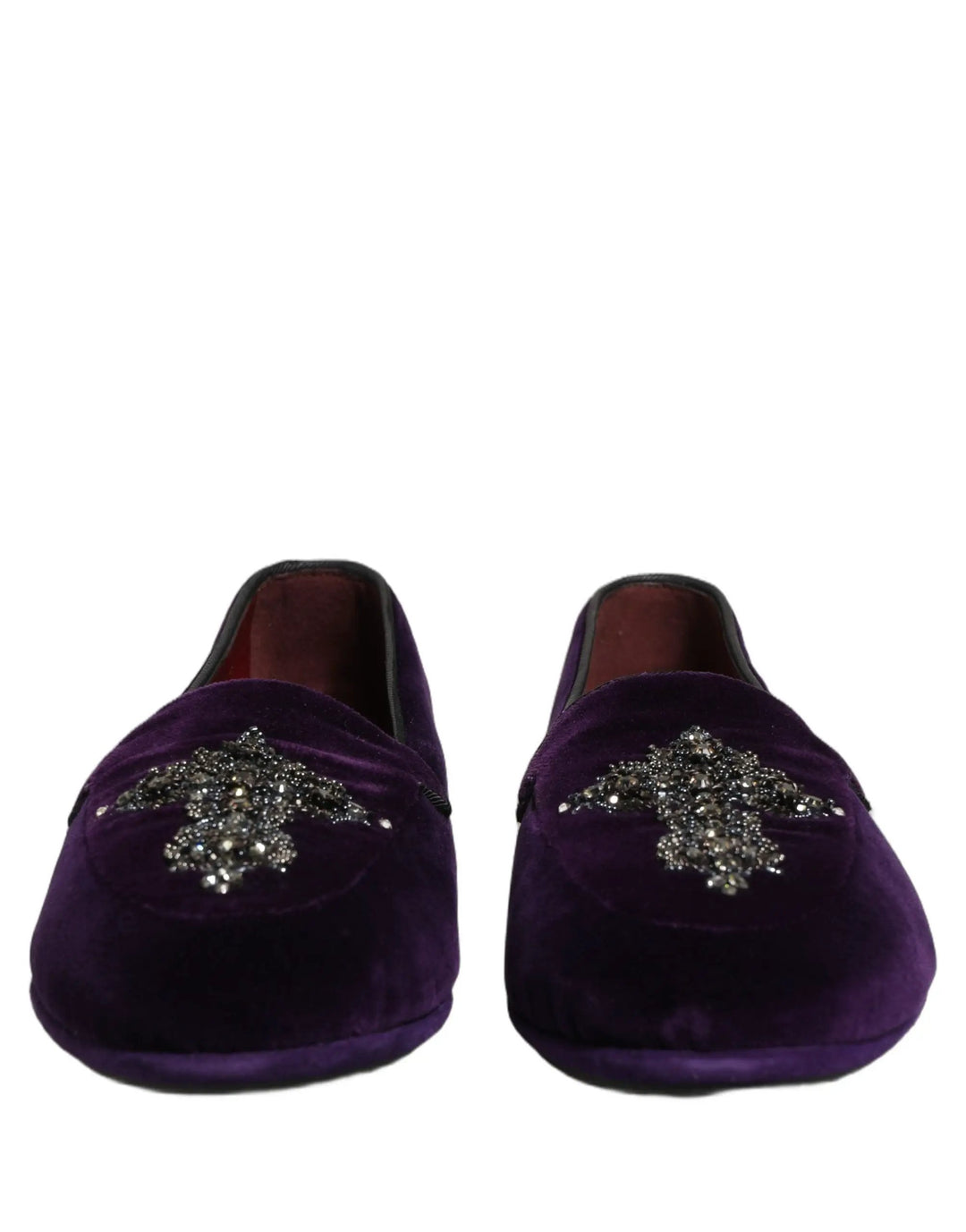 Dolce &amp; Gabbana Violet Suede Embellished Dress Loafers Shoes