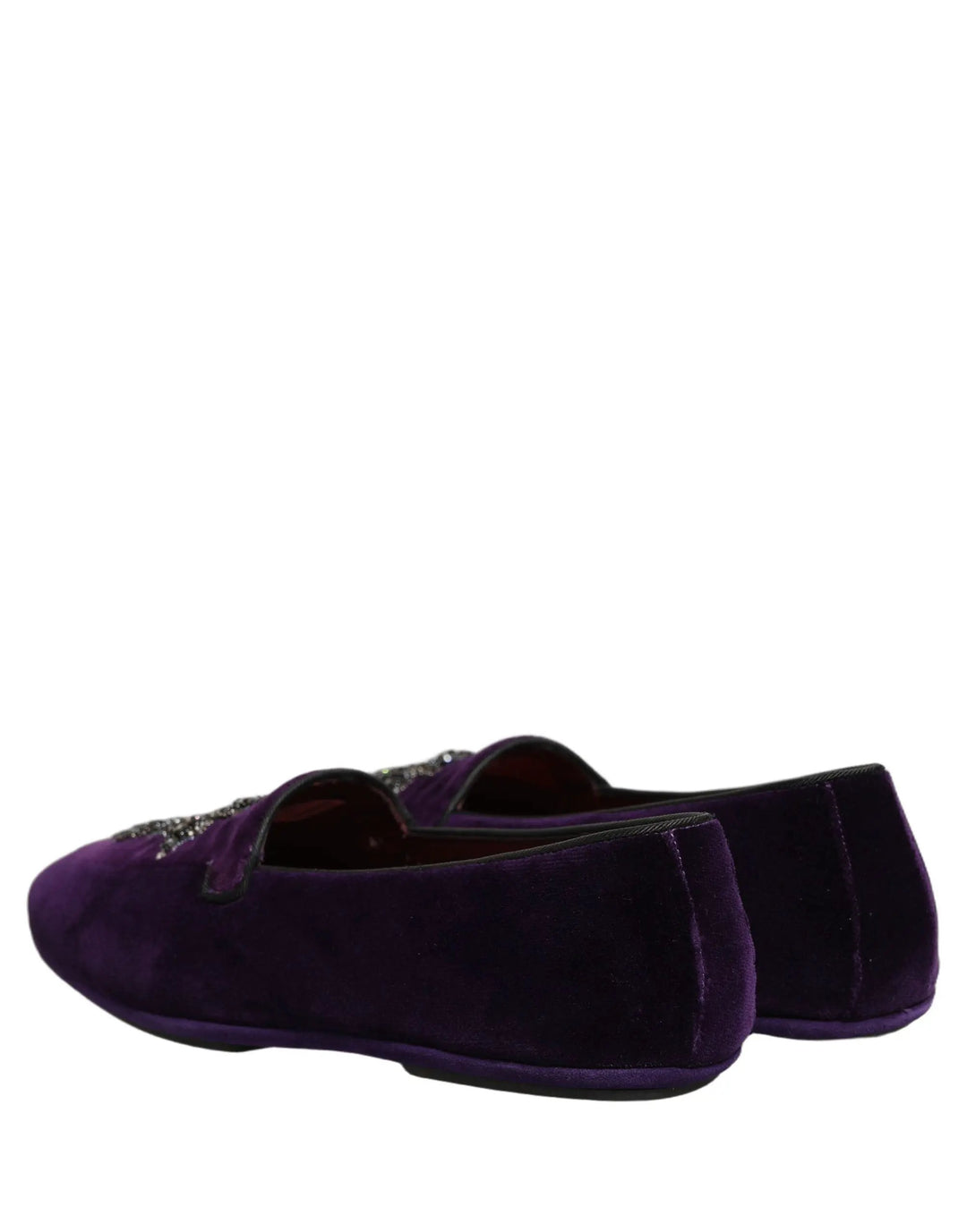 Dolce &amp; Gabbana Violet Suede Embellished Dress Loafers Shoes