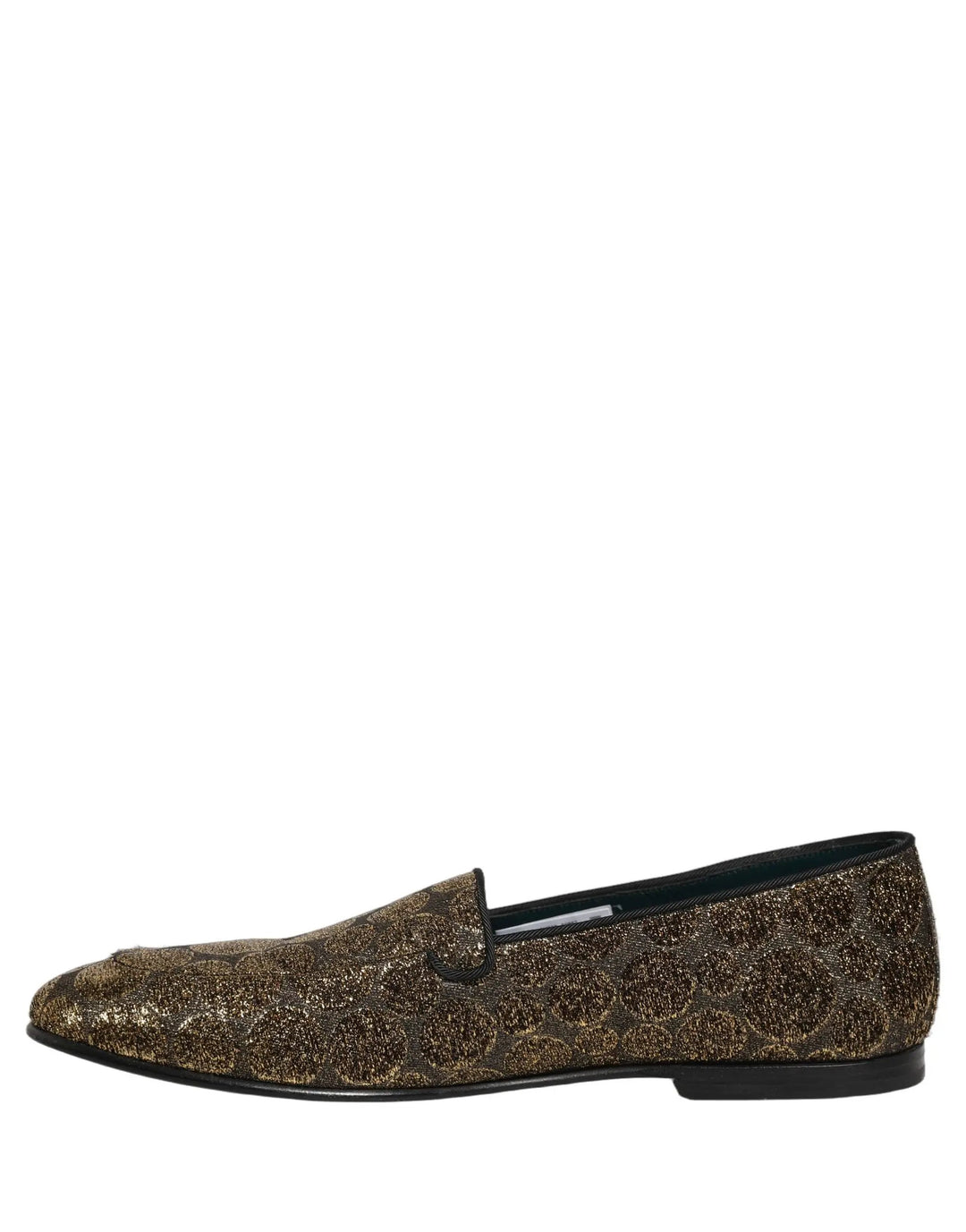 Dolce &amp; Gabbana Gold Lurex Glitter Men Slip On Loafers Shoes