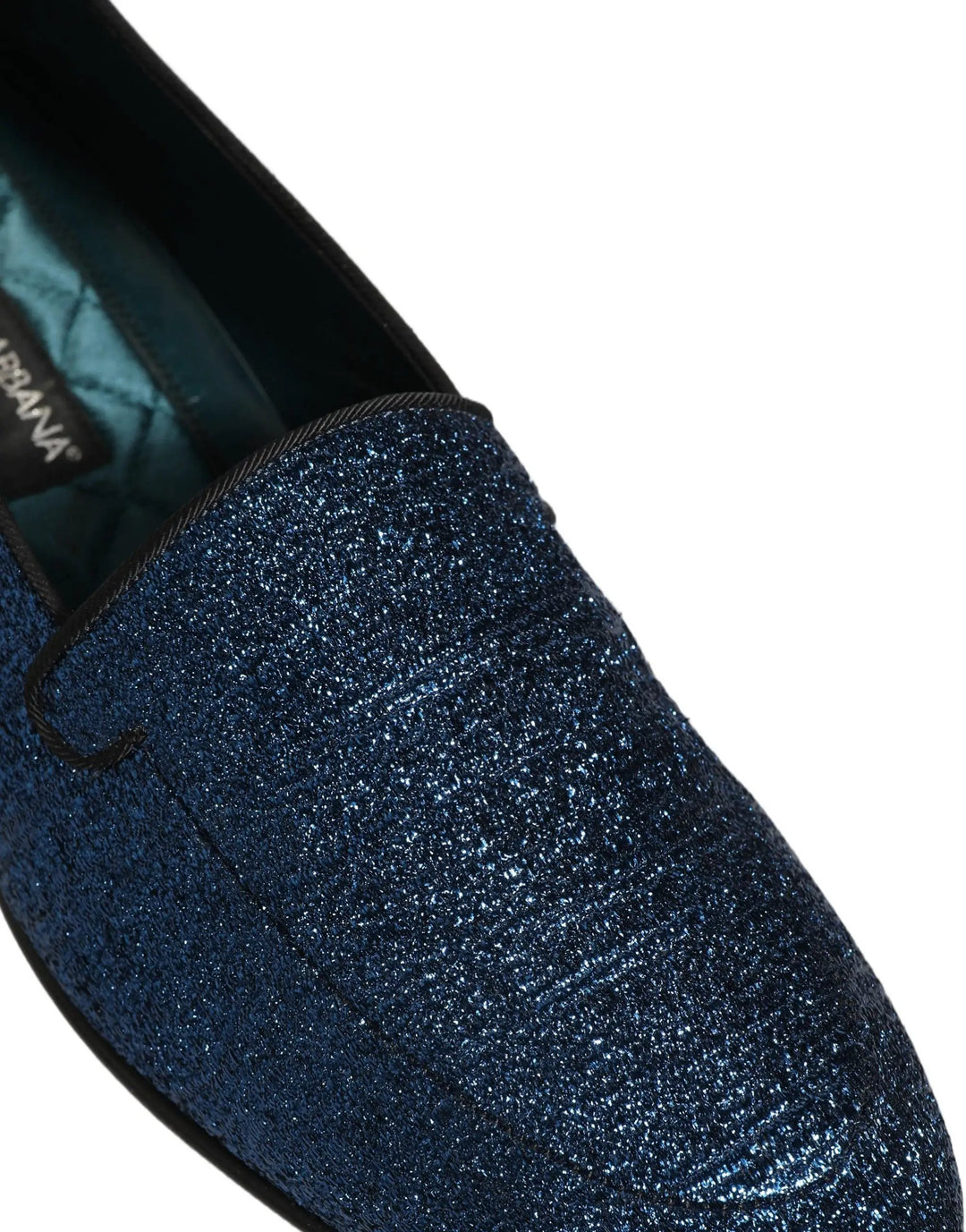 Dolce &amp; Gabbana Blue Glitter Lurex DG Logo Dress Loafers Shoes