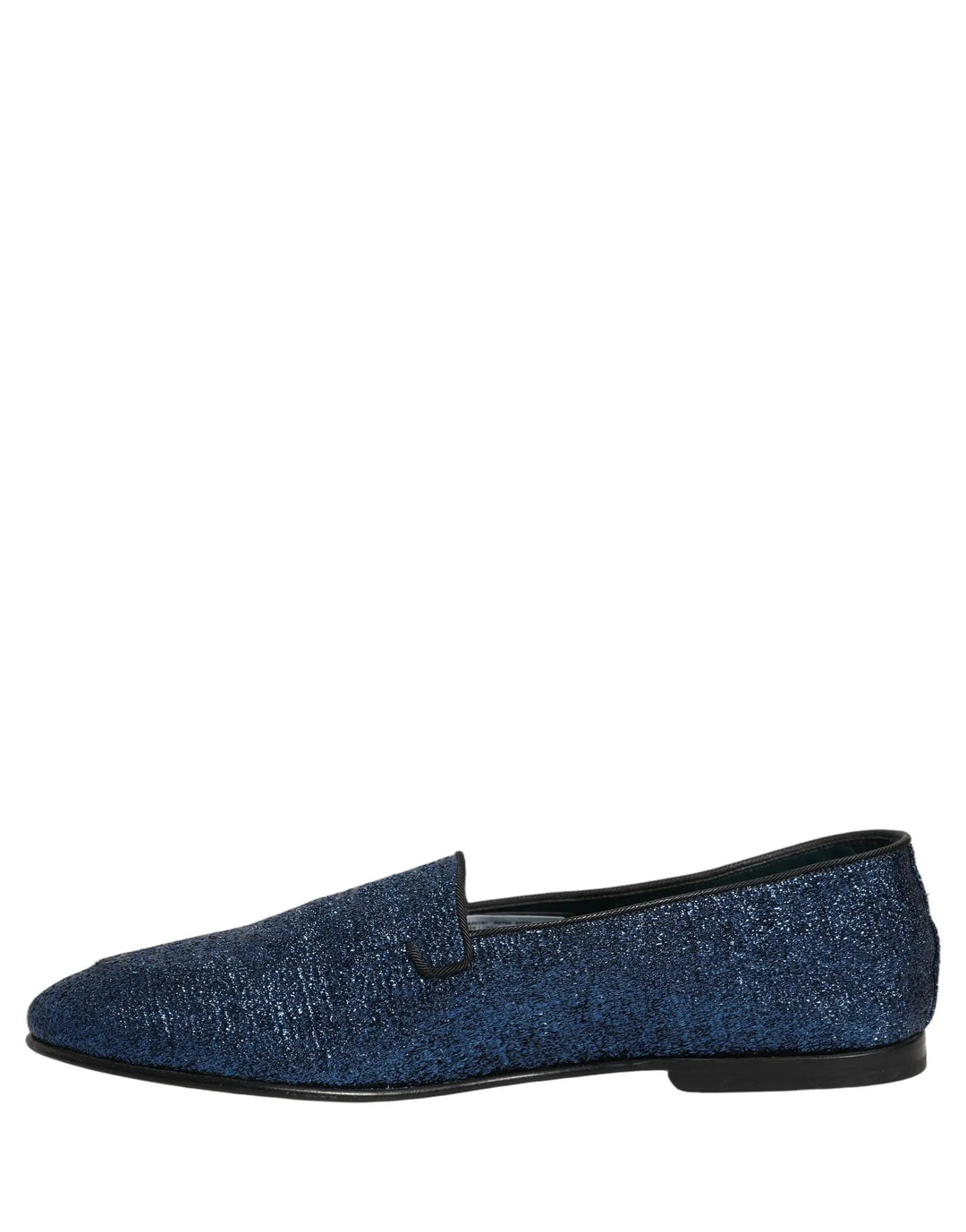Dolce &amp; Gabbana Blue Glitter Lurex DG Logo Dress Loafers Shoes