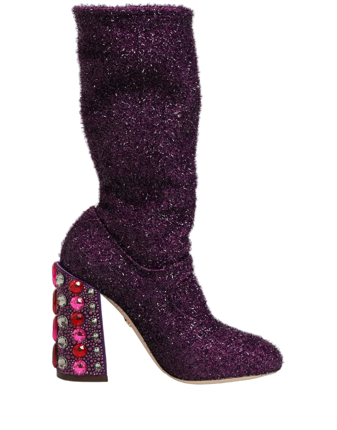 Dolce &amp; Gabbana Purple Crystal Lurex Fantasy High Boots Shoes