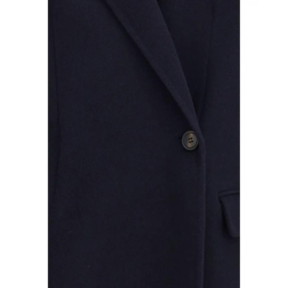 Brunello Cucinelli Blue Wool Oves Aries Full-Length Jacket