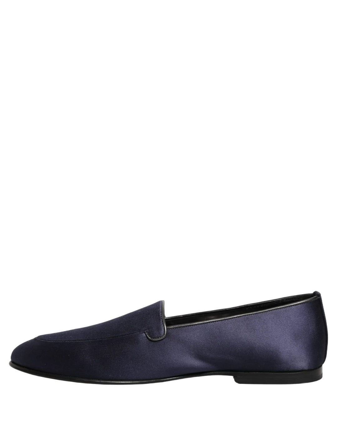 Dolce &amp; Gabbana Navy Blue Satin DG Logo Dress Loafers Shoes