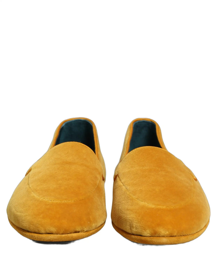 Dolce &amp; Gabbana Yellow Velvet Slip On Men Dress Loafers Shoes