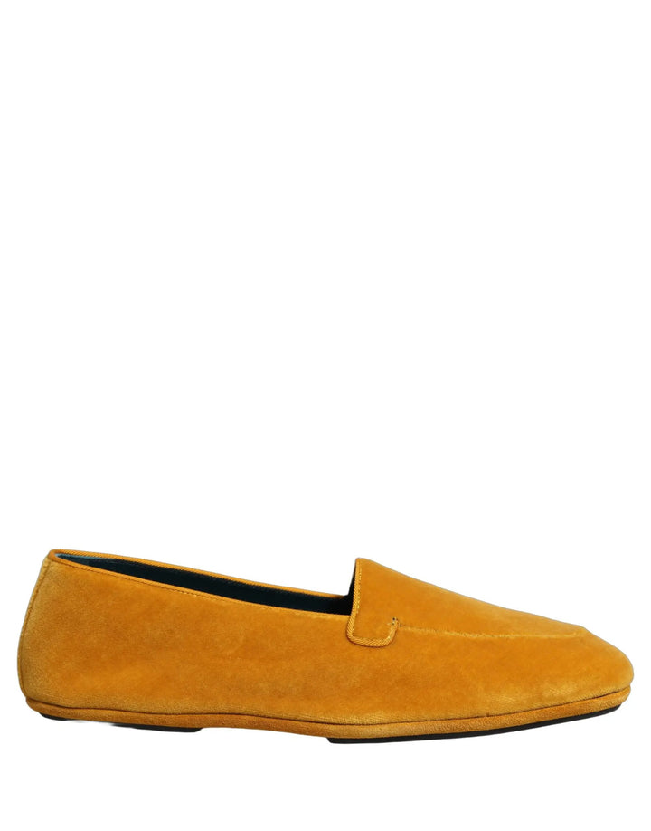 Dolce &amp; Gabbana Yellow Velvet Slip On Men Dress Loafers Shoes