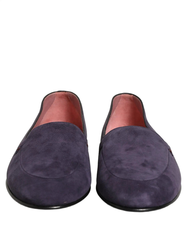 Dolce &amp; Gabbana Violet Velvet Slip On Men Flats Loafers Shoes