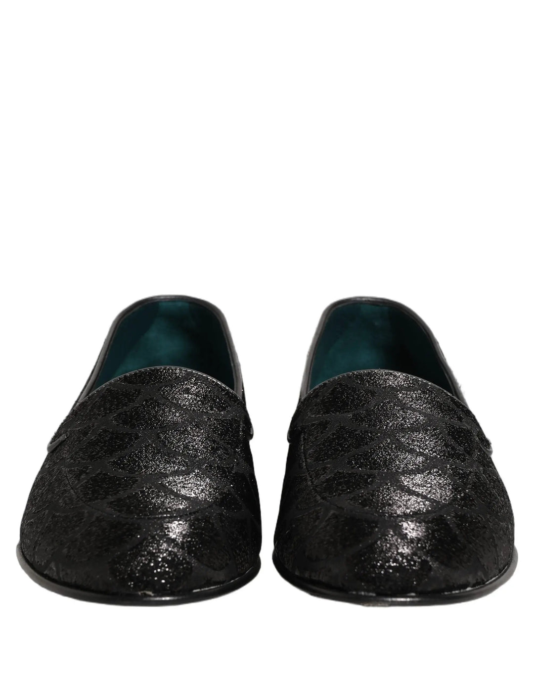 Dolce &amp; Gabbana Black Glitter Brocade Men Dress Loafers Shoes