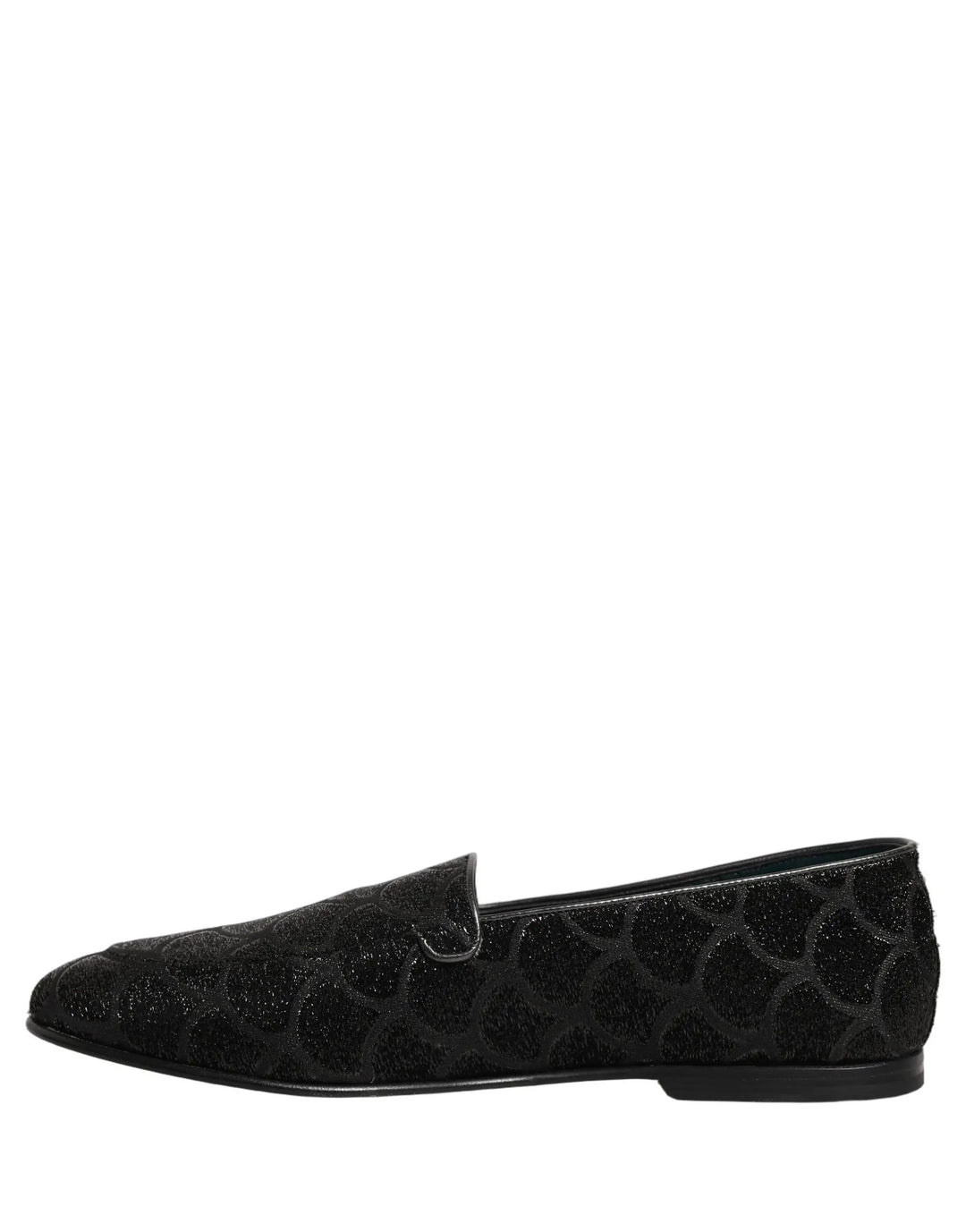Dolce &amp; Gabbana Black Glitter Brocade Men Dress Loafers Shoes