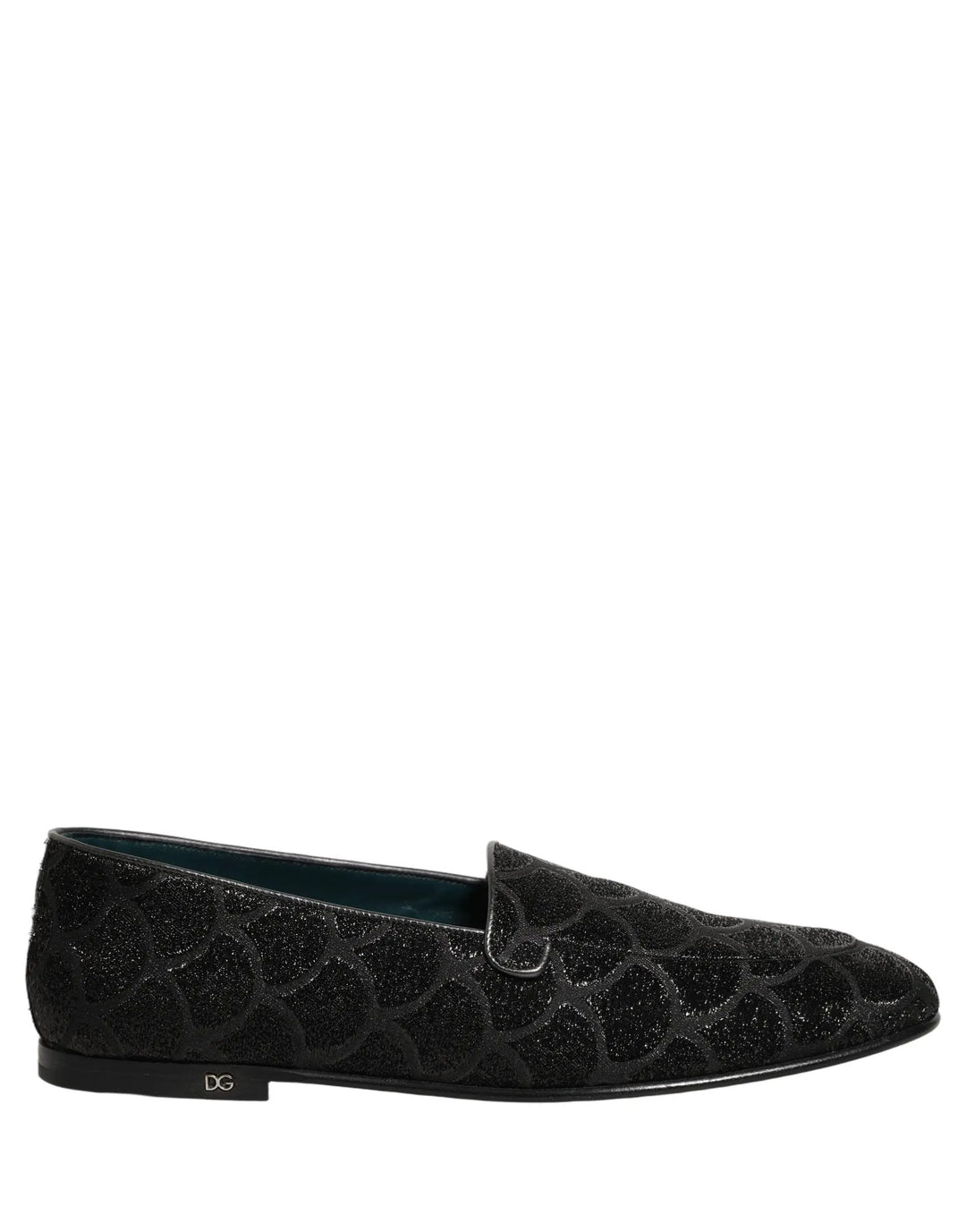 Dolce &amp; Gabbana Black Glitter Brocade Men Dress Loafers Shoes