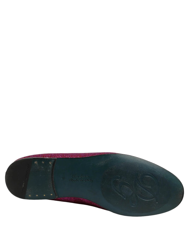 Dolce &amp; Gabbana Pink Glitter Lurex Logo Dress Loafers Shoes
