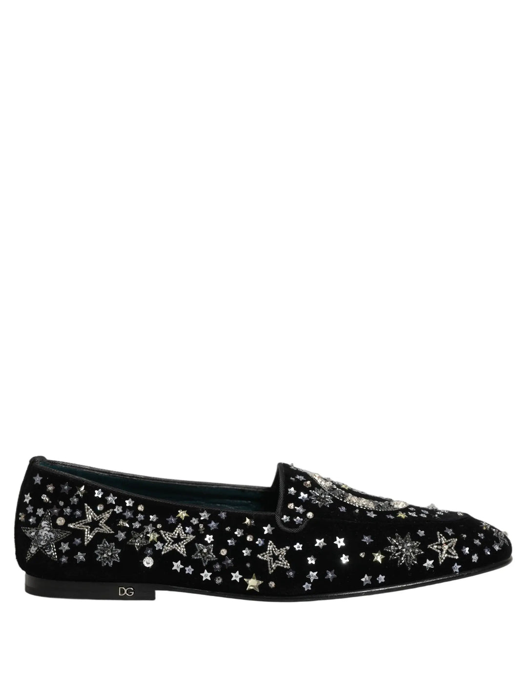 Dolce &amp; Gabbana Black Crystal Embellished Dress Loafers Shoes
