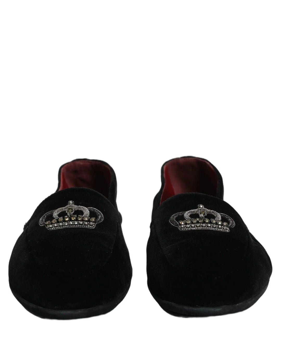 Dolce &amp; Gabbana Black Crown Embellished Dress Loafers Shoes