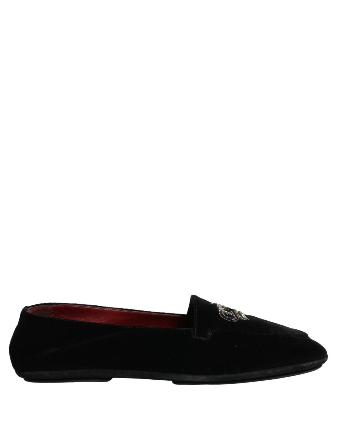 Dolce &amp; Gabbana Black Crown Embellished Dress Loafers Shoes