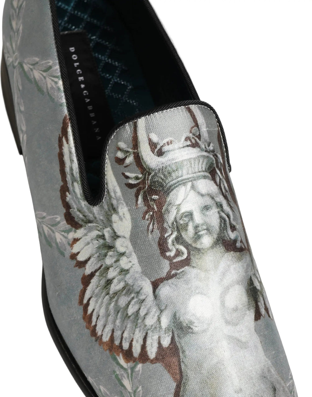 Dolce &amp; Gabbana Gray Baroque Angel Velvet Men Loafers Shoes