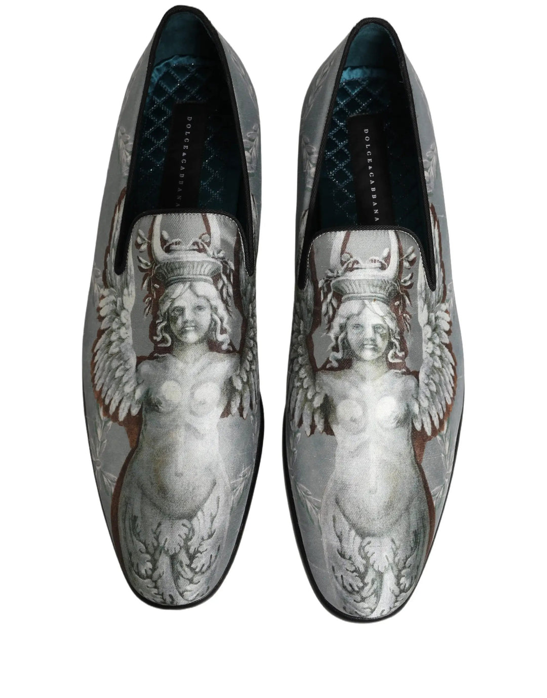Dolce &amp; Gabbana Gray Baroque Angel Velvet Men Loafers Shoes