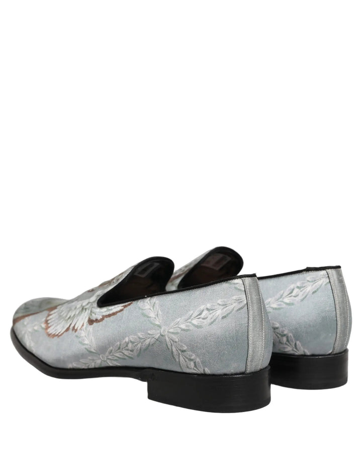 Dolce &amp; Gabbana Gray Baroque Angel Velvet Men Loafers Shoes