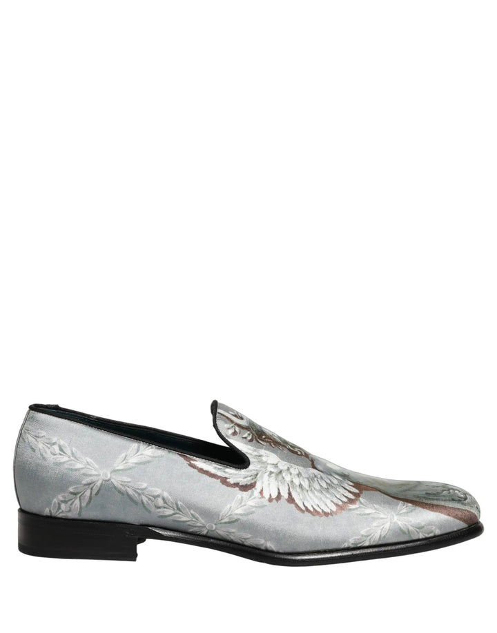 Dolce &amp; Gabbana Gray Baroque Angel Velvet Men Loafers Shoes