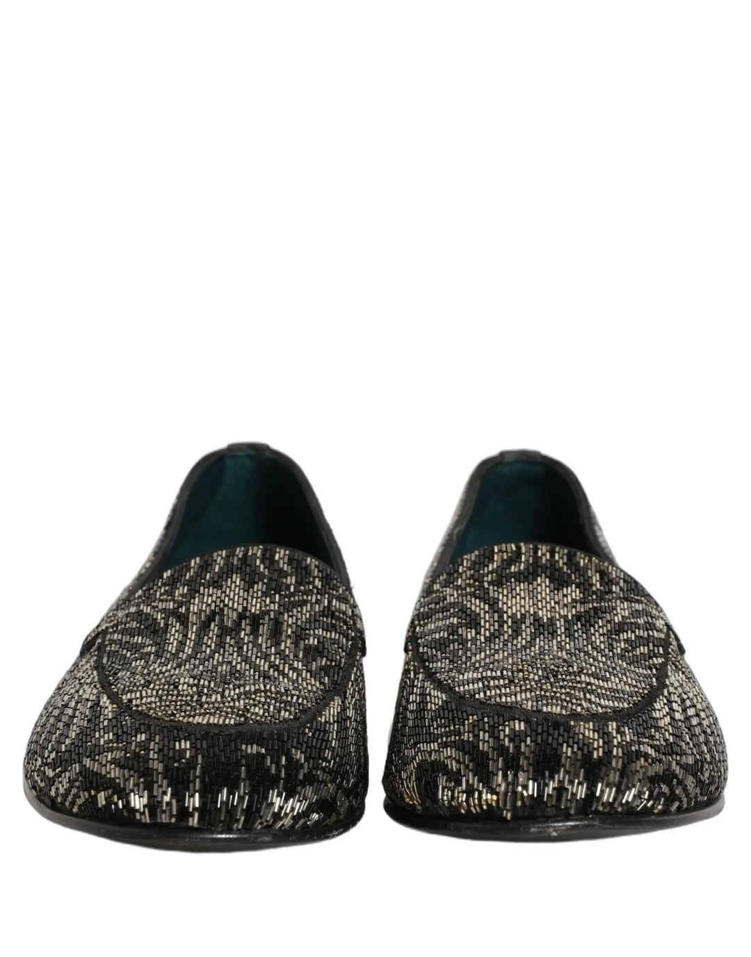 Dolce &amp; Gabbana Black Silver Embellished Dress Loafers Shoes