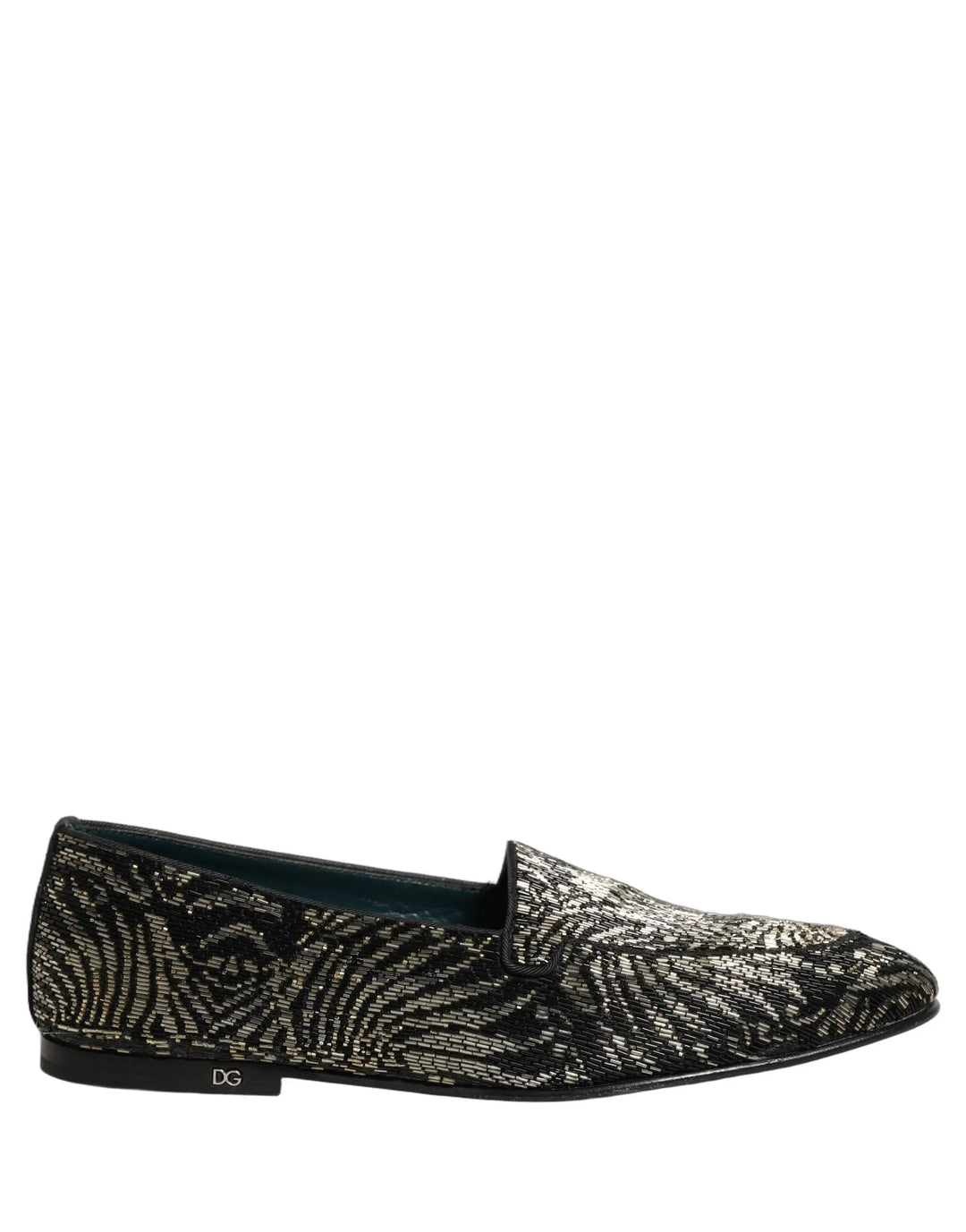 Dolce &amp; Gabbana Black Silver Embellished Dress Loafers Shoes