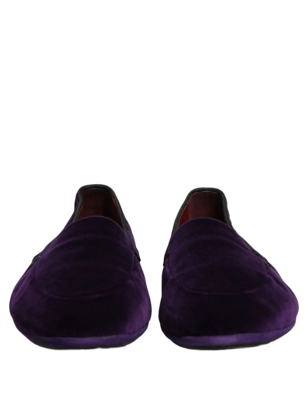 Dolce &amp; Gabbana Violet Velvet Slip On Men Flats Loafers Shoes