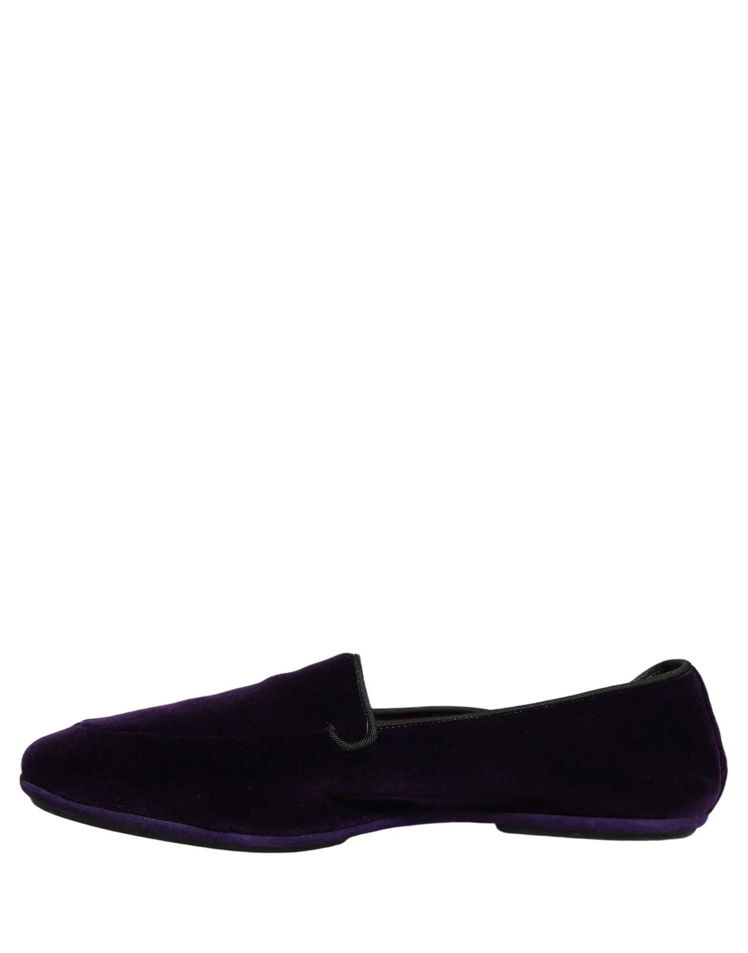 Dolce &amp; Gabbana Violet Velvet Slip On Men Flats Loafers Shoes