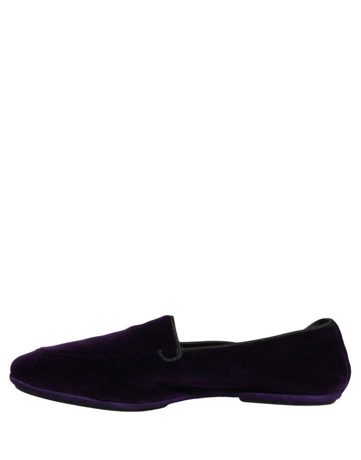 Dolce &amp; Gabbana Violet Velvet Slip On Men Flats Loafers Shoes