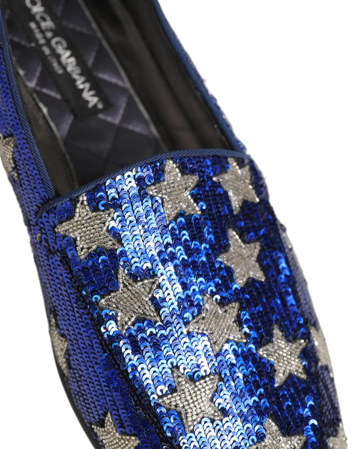 Dolce &amp; Gabbana Multicolor Flag Sequin Dress Loafers Shoes