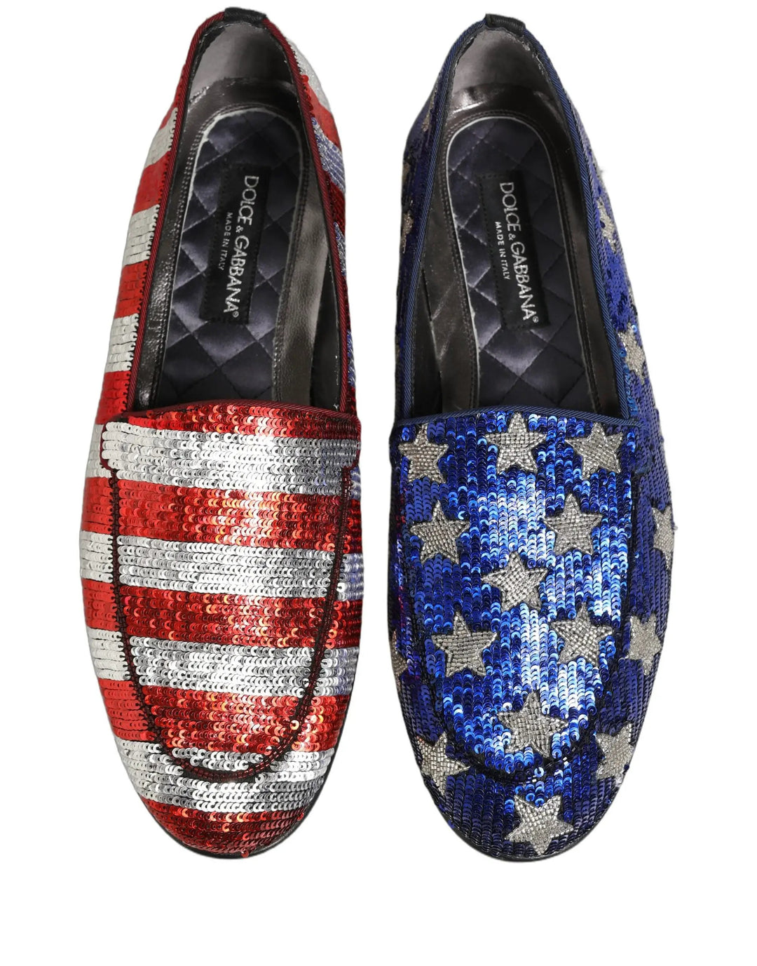 Dolce &amp; Gabbana Multicolor Flag Sequin Dress Loafers Shoes